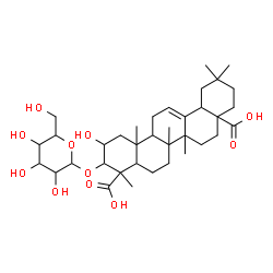 ChemSpider 2D Image | 3-(Hexopyranosyloxy)-2-hydroxyolean-12-ene-23,28-dioic acid | C36H56O11