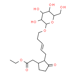 ChemSpider 2D Image | Ethyl {2-[(2E)-5-(hexopyranosyloxy)-2-penten-1-yl]-3-oxocyclopentyl}acetate | C20H32O9