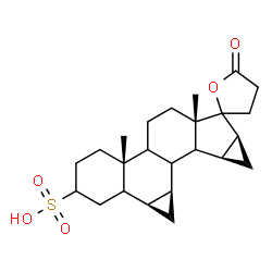 ChemSpider 2D Image | (1aR,5aS,7aS,8aS,9aS,9dS)-5a,7a-Dimethyl-5'-oxoicosahydro-3'H-spiro[cyclopropa[4,5]cyclopenta[1,2-a]cyclopropa[l]phenanthrene-8,2'-furan]-3-sulfonic acid | C24H34O5S