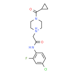 ChemSpider 2D Image | 1-{2-[(4-Chloro-2-fluorophenyl)amino]-2-oxoethyl}-4-(cyclopropylcarbonyl)piperazin-1-ium | C16H20ClFN3O2