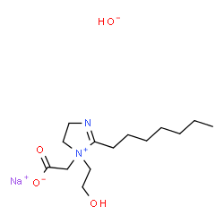 ChemSpider 2D Image | Sodium hydroxide - [2-heptyl-1-(2-hydroxyethyl)-4,5-dihydro-1H-imidazol-1-ium-1-yl]acetate (1:1:1) | C14H27N2NaO4