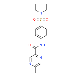 ChemSpider 2D Image | N-[4-(Diethylsulfamoyl)phenyl]-5-methyl-2-pyrazinecarboxamide | C16H20N4O3S