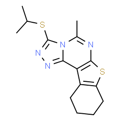 ChemSpider 2D Image | 3-(Isopropylsulfanyl)-5-methyl-8,9,10,11-tetrahydro[1]benzothieno[3,2-e][1,2,4]triazolo[4,3-c]pyrimidine | C15H18N4S2
