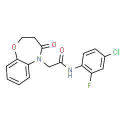 ChemSpider 2D Image | N-(4-Chloro-2-fluorophenyl)-2-(4-oxo-3,4-dihydro-1,5-benzoxazepin-5(2H)-yl)acetamide | C17H14ClFN2O3
