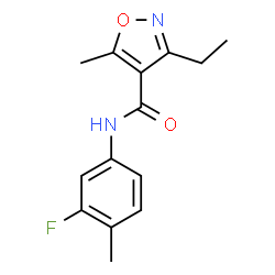 ChemSpider 2D Image | 3-Ethyl-N-(3-fluoro-4-methylphenyl)-5-methyl-1,2-oxazole-4-carboxamide | C14H15FN2O2