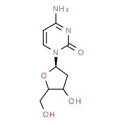 ChemSpider 2D Image | 4-Amino-1-[(1R)-2-deoxypentofuranosyl]-2(1H)-pyrimidinone | C9H13N3O4