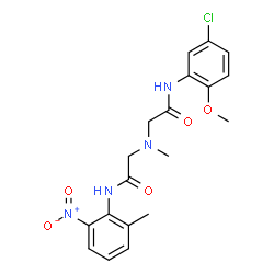 ChemSpider 2D Image | 2-[{2-[(5-Chloro-2-methoxyphenyl)amino]-2-oxoethyl}(methyl)amino]-N-(2-methyl-6-nitrophenyl)acetamide | C19H21ClN4O5