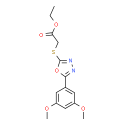 ChemSpider 2D Image | Ethyl {[5-(3,5-dimethoxyphenyl)-1,3,4-oxadiazol-2-yl]sulfanyl}acetate | C14H16N2O5S