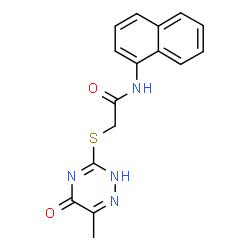 ChemSpider 2D Image | 2-[(6-Methyl-5-oxo-2,5-dihydro-1,2,4-triazin-3-yl)sulfanyl]-N-(1-naphthyl)acetamide | C16H14N4O2S
