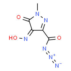 ChemSpider 2D Image | (4Z)-4-(Hydroxyimino)-1-methyl-5-oxo-4,5-dihydro-1H-pyrazole-3-carbonyl azide | C5H4N6O3