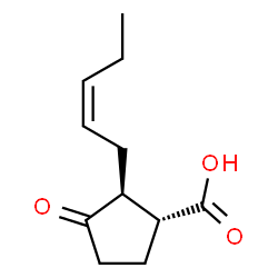 ChemSpider 2D Image | (1R,2S)-3-Oxo-2-[(2Z)-2-penten-1-yl]cyclopentanecarboxylic acid | C11H16O3