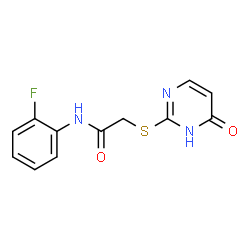 ChemSpider 2D Image | N-(2-Fluorophenyl)-2-[(6-oxo-1,6-dihydro-2-pyrimidinyl)sulfanyl]acetamide | C12H10FN3O2S