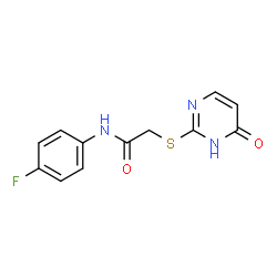 ChemSpider 2D Image | N-(4-Fluorophenyl)-2-[(6-oxo-1,6-dihydro-2-pyrimidinyl)sulfanyl]acetamide | C12H10FN3O2S