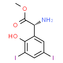 ChemSpider 2D Image | Methyl (2R)-amino(2-hydroxy-3,5-diiodophenyl)acetate | C9H9I2NO3