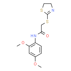 ChemSpider 2D Image | 2-(4,5-Dihydro-1,3-thiazol-2-ylsulfanyl)-N-(2,4-dimethoxyphenyl)acetamide | C13H16N2O3S2
