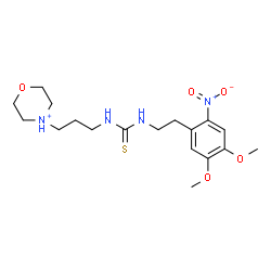 ChemSpider 2D Image | 4-[3-({[2-(4,5-Dimethoxy-2-nitrophenyl)ethyl]carbamothioyl}amino)propyl]morpholin-4-ium | C18H29N4O5S