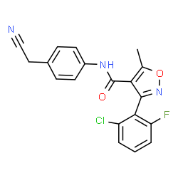 ChemSpider 2D Image | 3-(2-Chloro-6-fluorophenyl)-N-[4-(cyanomethyl)phenyl]-5-methyl-1,2-oxazole-4-carboxamide | C19H13ClFN3O2