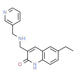 ChemSpider 2D Image | 6-Ethyl-3-(((pyridin-3-ylmethyl)amino)methyl)quinolin-2-ol | C18H19N3O
