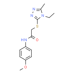 ChemSpider 2D Image | 2-[(4-Ethyl-5-methyl-4H-1,2,4-triazol-3-yl)sulfanyl]-N-(4-methoxyphenyl)acetamide | C14H18N4O2S