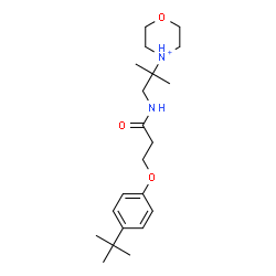 ChemSpider 2D Image | 4-[2-Methyl-1-({3-[4-(2-methyl-2-propanyl)phenoxy]propanoyl}amino)-2-propanyl]morpholin-4-ium | C21H35N2O3