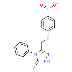 ChemSpider 2D Image | 5-[(4-Nitrophenoxy)methyl]-4-phenyl-2,4-dihydro-3H-1,2,4-triazole-3-thione | C15H12N4O3S