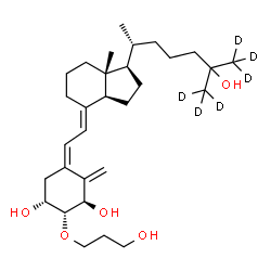 ChemSpider 2D Image | (1R,2R,3R,5Z,7E)-2-(3-Hydroxypropoxy)(26,26,26,27,27,27-~2~H_6_)-9,10-secocholesta-5,7,10-triene-1,3,25-triol | C30H44D6O5