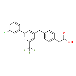 ChemSpider 2D Image | (4-{[2-(3-Chlorophenyl)-6-(trifluoromethyl)-4-pyridinyl]methyl}phenyl)acetic acid | C21H15ClF3NO2