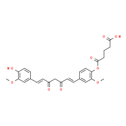 ChemSpider 2D Image | 5-{4-[(1E,6E)-7-(4-Hydroxy-3-methoxyphenyl)-3,5-dioxo-1,6-heptadien-1-yl]-2-methoxyphenoxy}-5-oxopentanoic acid | C26H26O9