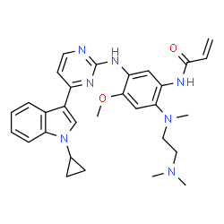 ChemSpider 2D Image | N-(5-{[4-(1-Cyclopropyl-1H-indol-3-yl)-2-pyrimidinyl]amino}-2-{[2-(dimethylamino)ethyl](methyl)amino}-4-methoxyphenyl)acrylamide | C30H35N7O2