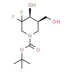 ChemSpider 2D Image | 2-Methyl-2-propanyl (4S,5R)-3,3-difluoro-4-hydroxy-5-(hydroxymethyl)-1-piperidinecarboxylate | C11H19F2NO4