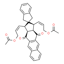 ChemSpider 2D Image | [(1R,3S,3aR,11aS)-4,11-Dioxo-1,1',3,3',3a,4,11,11a-octahydrospiro[cyclopenta[b]anthracene-2,2'-indene]-1,3-diyl]di(1Z)-1-propene-1,3-diyl diacetate | C35H32O6