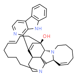 ChemSpider 2D Image | (1R,2R,4R,5Z,12R,13R,16E)-25-(9H-beta-Carbolin-1-yl)-11,22-diazapentacyclo[11.11.2.1~2,22~.0~2,12~.0~4,11~]heptacosa-5,16,25-trien-13-ol | C36H44N4O