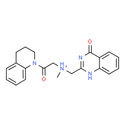 ChemSpider 2D Image | 2-(3,4-Dihydro-1(2H)-quinolinyl)-N-methyl-2-oxo-N-[(4-oxo-1,4-dihydro-2-quinazolinyl)methyl]ethanaminium | C21H23N4O2
