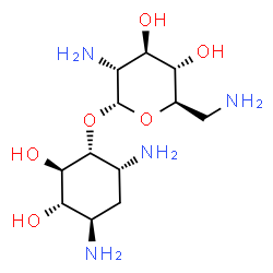 ChemSpider 2D Image | (1R,2R,3S,4R,6R)-4,6-Diamino-2,3-dihydroxycyclohexyl 2,6-diamino-2,6-dideoxy-alpha-D-glucopyranoside | C12H26N4O6