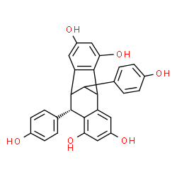 ChemSpider 2D Image | (8S)-8,16-Bis(4-hydroxyphenyl)tetracyclo[7.6.1.0~2,7~.0~10,15~]hexadeca-2,4,6,10,12,14-hexaene-4,6,12,14-tetrol | C28H22O6