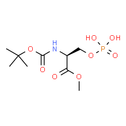 ChemSpider 2D Image | Methyl N-{[(2-methyl-2-propanyl)oxy]carbonyl}-O-phosphono-L-serinate | C9H18NO8P