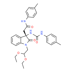 ChemSpider 2D Image | 2-[(3S)-1-(2,2-Diethoxyethyl)-3-{[(4-methylphenyl)carbamoyl]amino}-2-oxo-2,3-dihydro-1H-indol-3-yl]-N-(4-methylphenyl)acetamide | C31H36N4O5