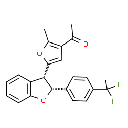 ChemSpider 2D Image | 1-(2-Methyl-5-{(2R,3S)-2-[4-(trifluoromethyl)phenyl]-2,3-dihydro-1-benzofuran-3-yl}-3-furyl)ethanone | C22H17F3O3