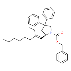 ChemSpider 2D Image | Benzyl (2R)-2-[(1E)-2-ethyl-1-octen-1-yl]-4,4-diphenyl-1-pyrrolidinecarboxylate | C34H41NO2