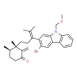 ChemSpider 2D Image | (3S,4R)-3-{3-[3-Bromo-9-(methoxymethyl)-9H-carbazol-2-yl]-4-methyl-3-penten-1-yl}-3,4-dimethyl-2-methylenecyclohexanone | C29H34BrNO2