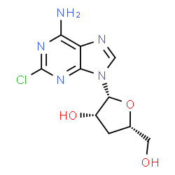 ChemSpider 2D Image | 2-Chloro-9-(3-deoxy-beta-D-threo-pentofuranosyl)-9H-purin-6-amine | C10H12ClN5O3