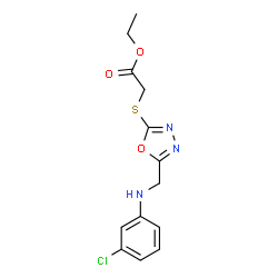 ChemSpider 2D Image | Ethyl [(5-{[(3-chlorophenyl)amino]methyl}-1,3,4-oxadiazol-2-yl)sulfanyl]acetate | C13H14ClN3O3S