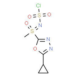 ChemSpider 2D Image | [(5-Cyclopropyl-1,3,4-oxadiazol-2-yl)(methyl)oxido-lambda~6~-sulfanylidene]sulfamyl chloride | C6H8ClN3O4S2
