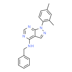 ChemSpider 2D Image | N-Benzyl-1-(2,4-dimethylphenyl)-1H-pyrazolo[3,4-d]pyrimidin-4-amine | C20H19N5