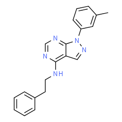 ChemSpider 2D Image | 1-(3-methylphenyl)-N-(2-phenylethyl)pyrazolo[3,4-d]pyrimidin-4-amine | C20H19N5