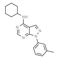ChemSpider 2D Image | N-Cyclohexyl-1-(3-methylphenyl)-1H-pyrazolo[3,4-d]pyrimidin-4-amine | C18H21N5