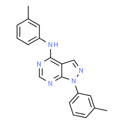 ChemSpider 2D Image | N,1-Bis(3-methylphenyl)-1H-pyrazolo[3,4-d]pyrimidin-4-amine | C19H17N5