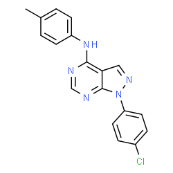 ChemSpider 2D Image | 1-(4-Chlorophenyl)-N-(4-methylphenyl)-1H-pyrazolo[3,4-d]pyrimidin-4-amine | C18H14ClN5