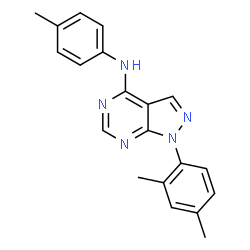 ChemSpider 2D Image | 1-(2,4-Dimethylphenyl)-N-(4-methylphenyl)-1H-pyrazolo[3,4-d]pyrimidin-4-amine | C20H19N5