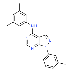 ChemSpider 2D Image | N-(3,5-dimethylphenyl)-1-(3-methylphenyl)pyrazolo[3,4-d]pyrimidin-4-amine | C20H19N5
